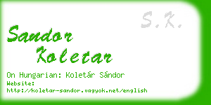 sandor koletar business card